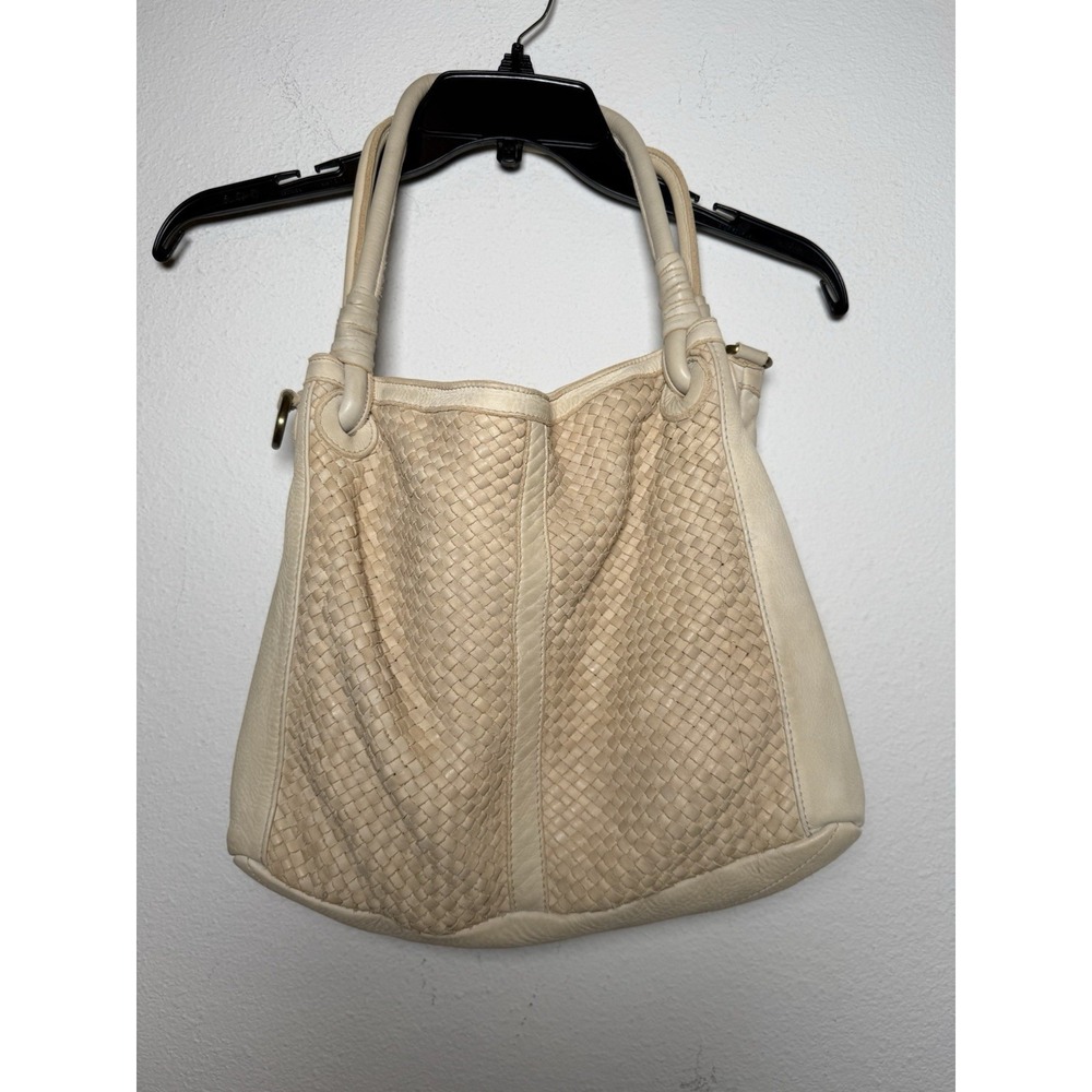 Sundance Women's Handbag Cream Genuine Leather Boho Purse Made In Italy